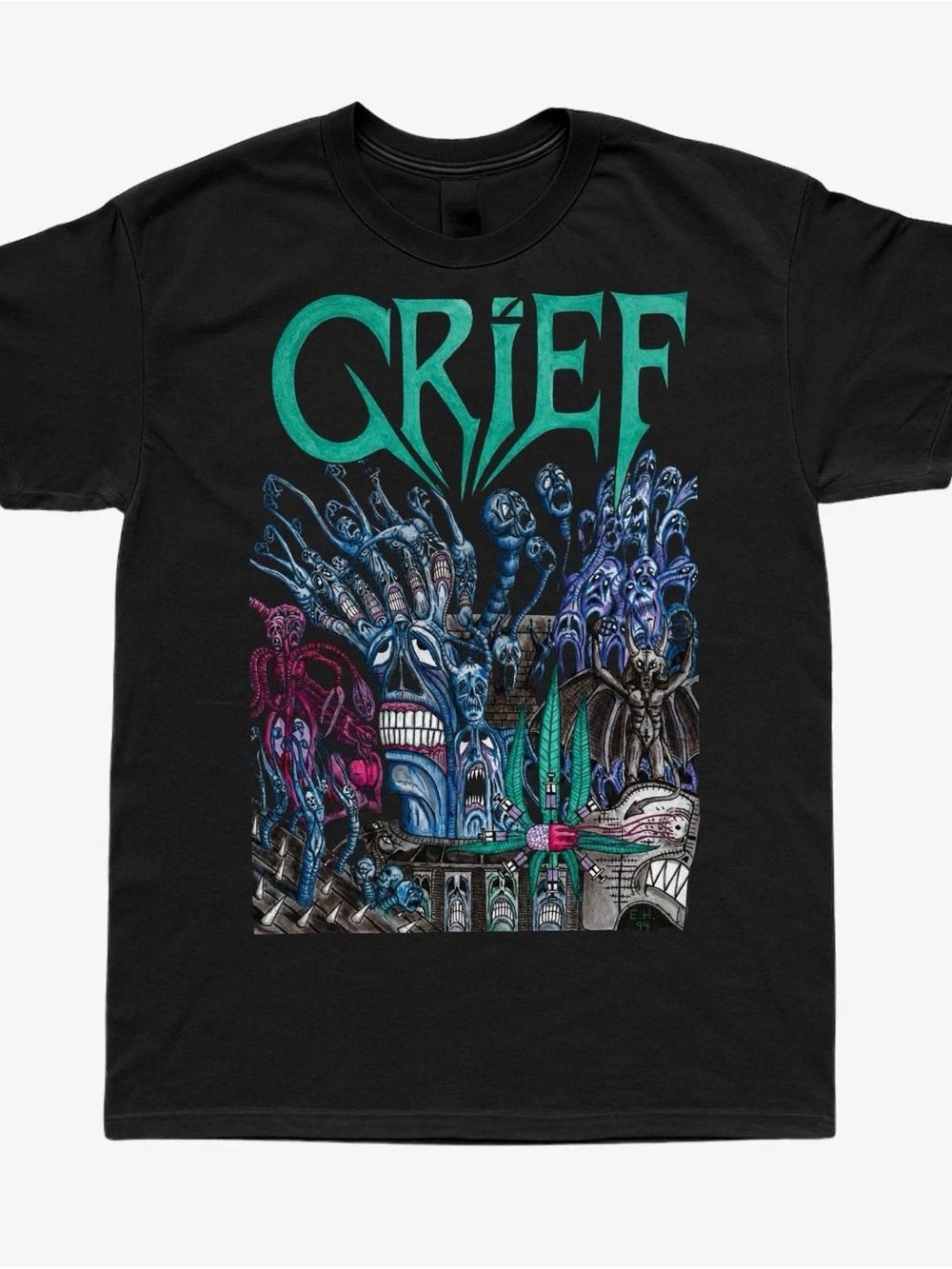 Grief Graphic Short Sleeve Tee - Black with Teal Logo